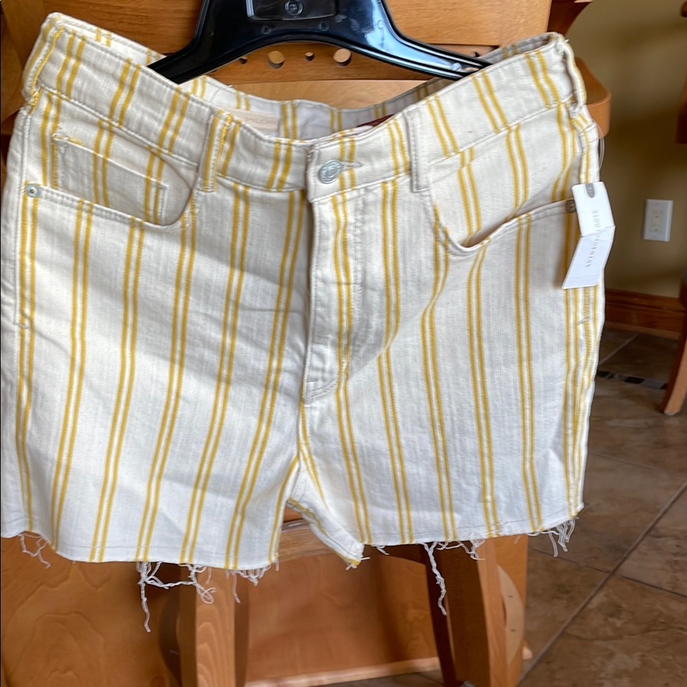 Striped Yellow and White Women's Shorts